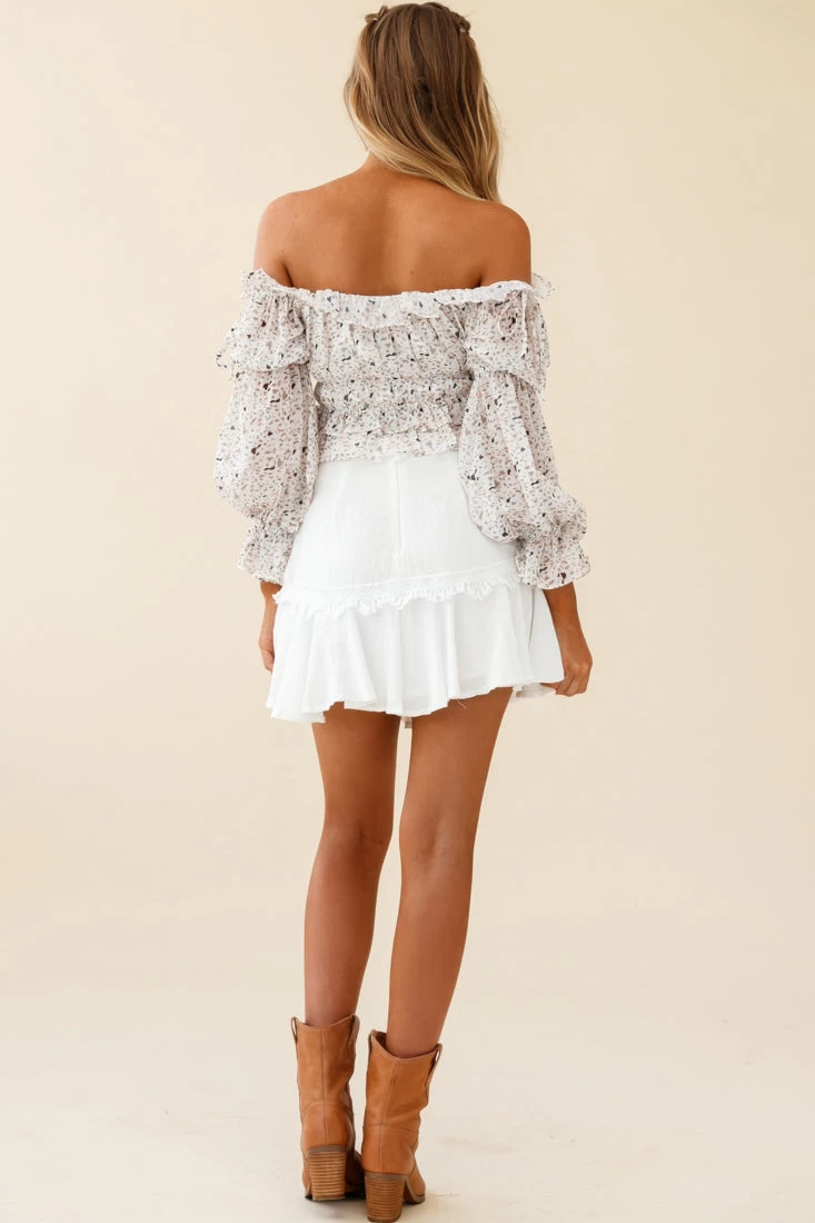 Wildflower Tassel Trim A-line Skirt White - Image 2