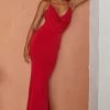 Myrah Draped Bust Mermaid Maxi Dress Red