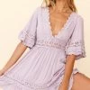 Kauai V-Neckline Crochet Lace Trim Dress Lilac