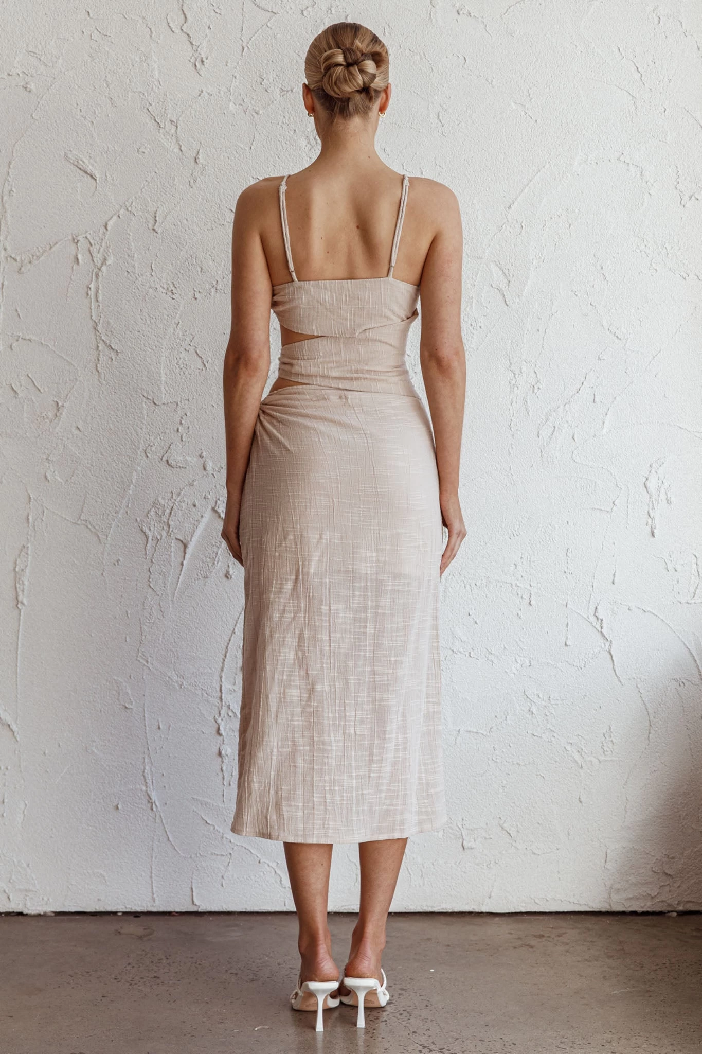 Virgin Islands Cut-Out Midi Dress Sand - Image 2