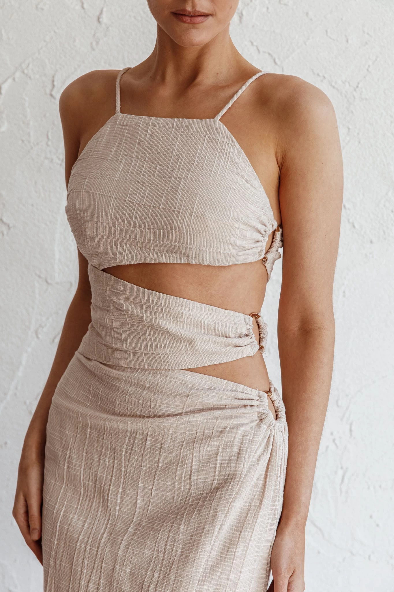 Virgin Islands Cut-Out Midi Dress Sand - Image 4