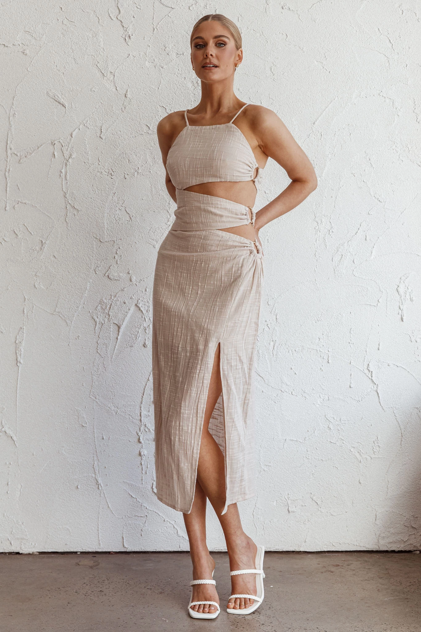 Virgin Islands Cut-Out Midi Dress Sand - Image 7