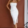 Mesmerized Strapless Tied Back Midi Dress White