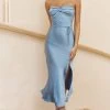 Kindred Spirit Strapless Gathered Bust Midi Dress Blue