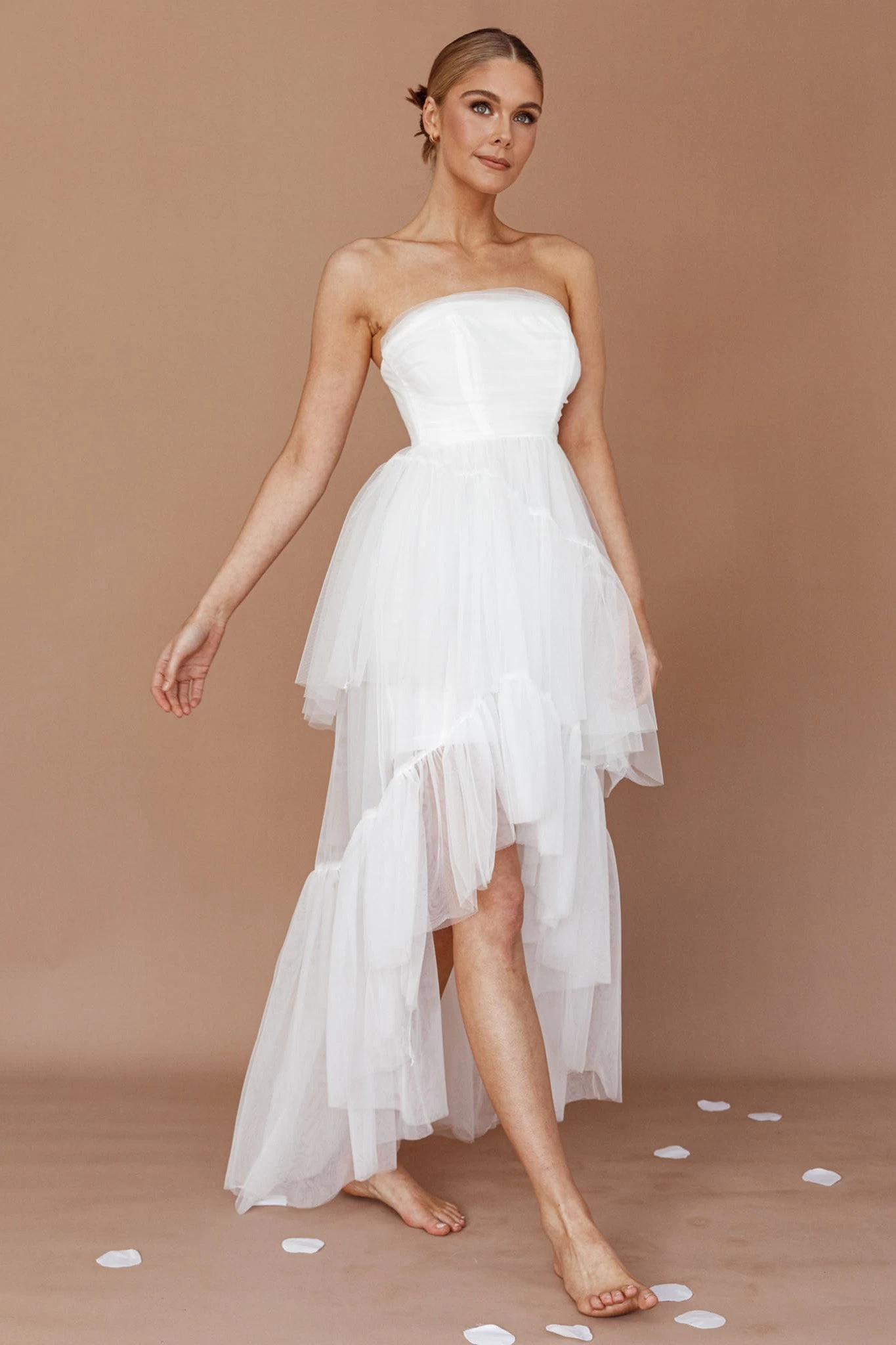 Always & Forever High-Low Midi Dress White - Image 2