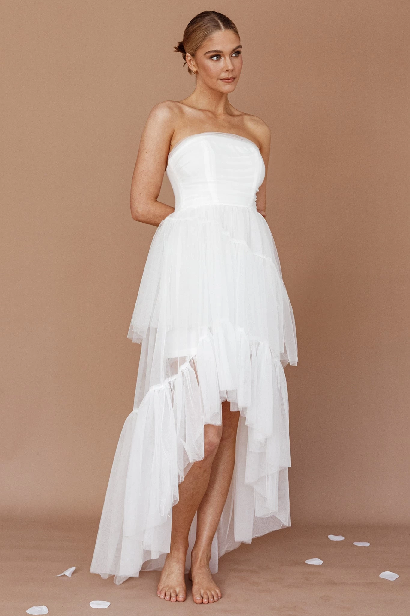 Always & Forever High-Low Midi Dress White - Image 8