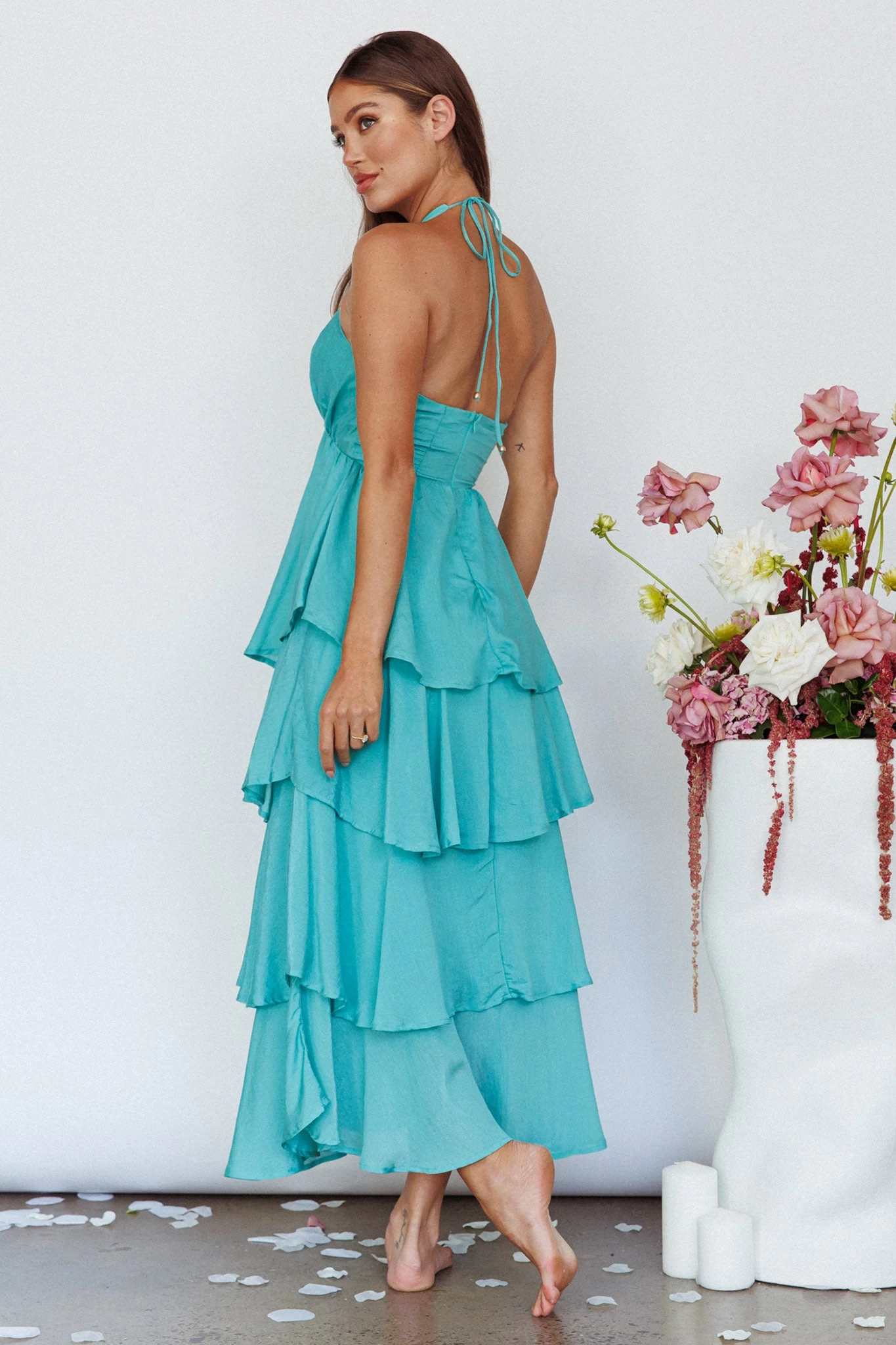 Catalina Tiered Ruffle Maxi Dress Mint - Image 2