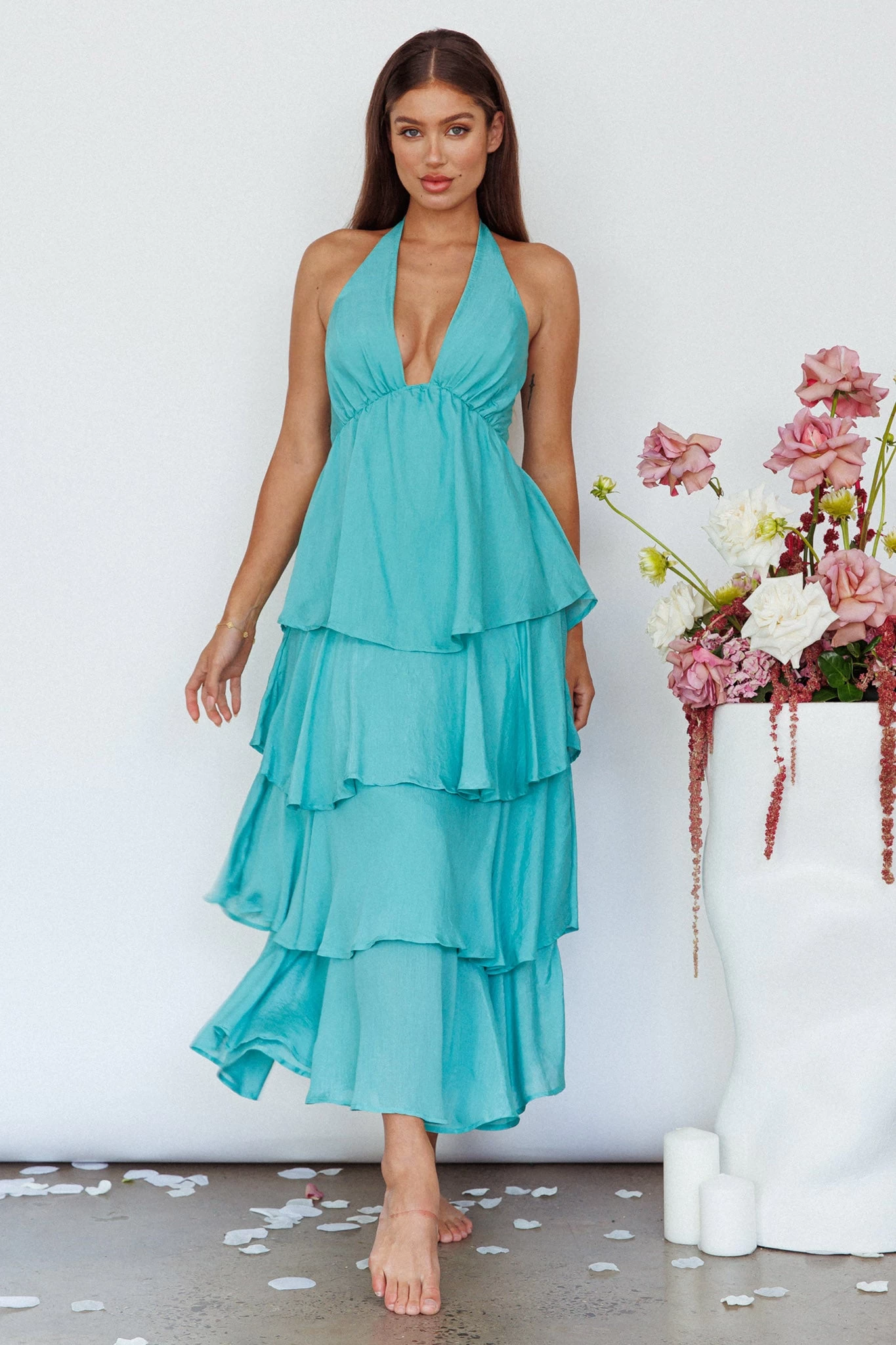 Catalina Tiered Ruffle Maxi Dress Mint - Image 4
