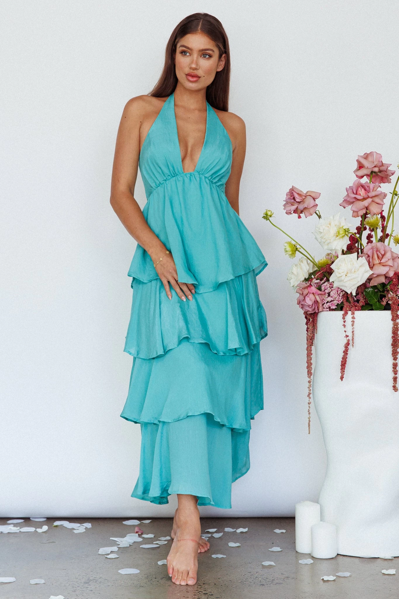 Catalina Tiered Ruffle Maxi Dress Mint - Image 5