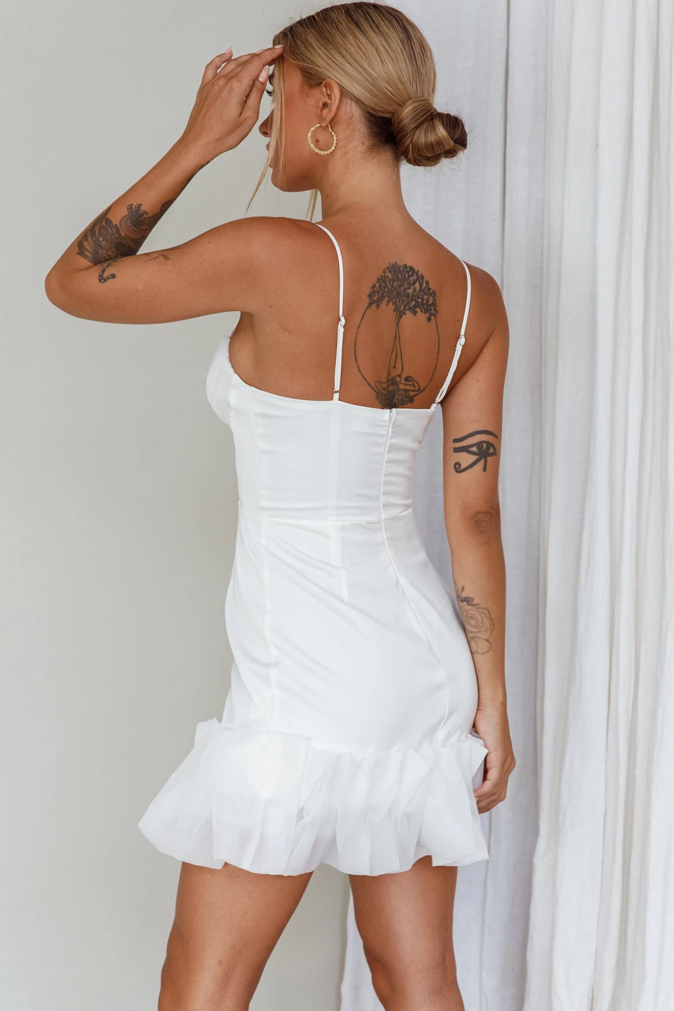Buona Sera Hem Decoration Mini Dress White - Image 5