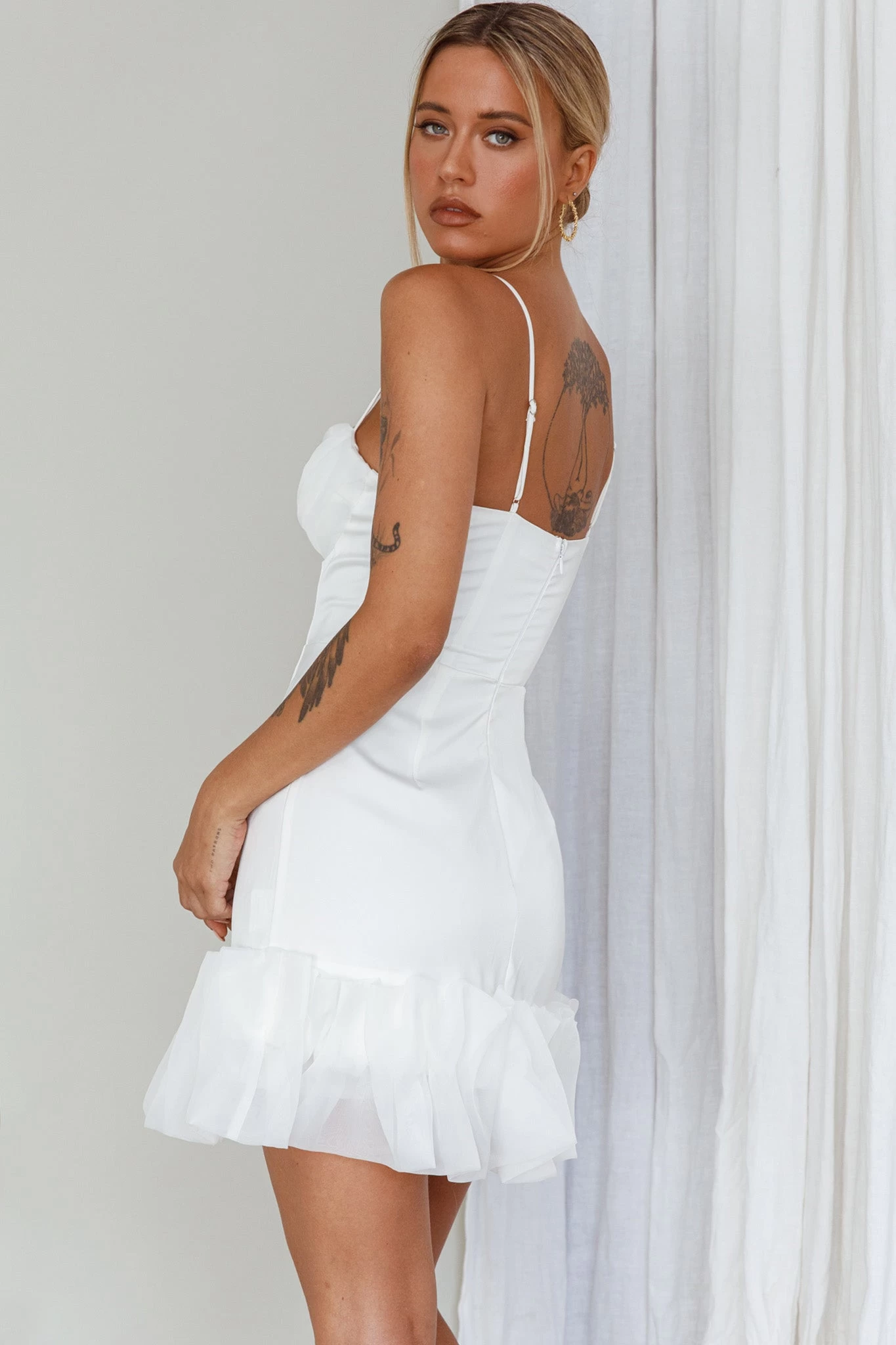 Buona Sera Hem Decoration Mini Dress White - Image 9