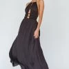 Cyndi Open Back Halterneck Maxi Dress Black