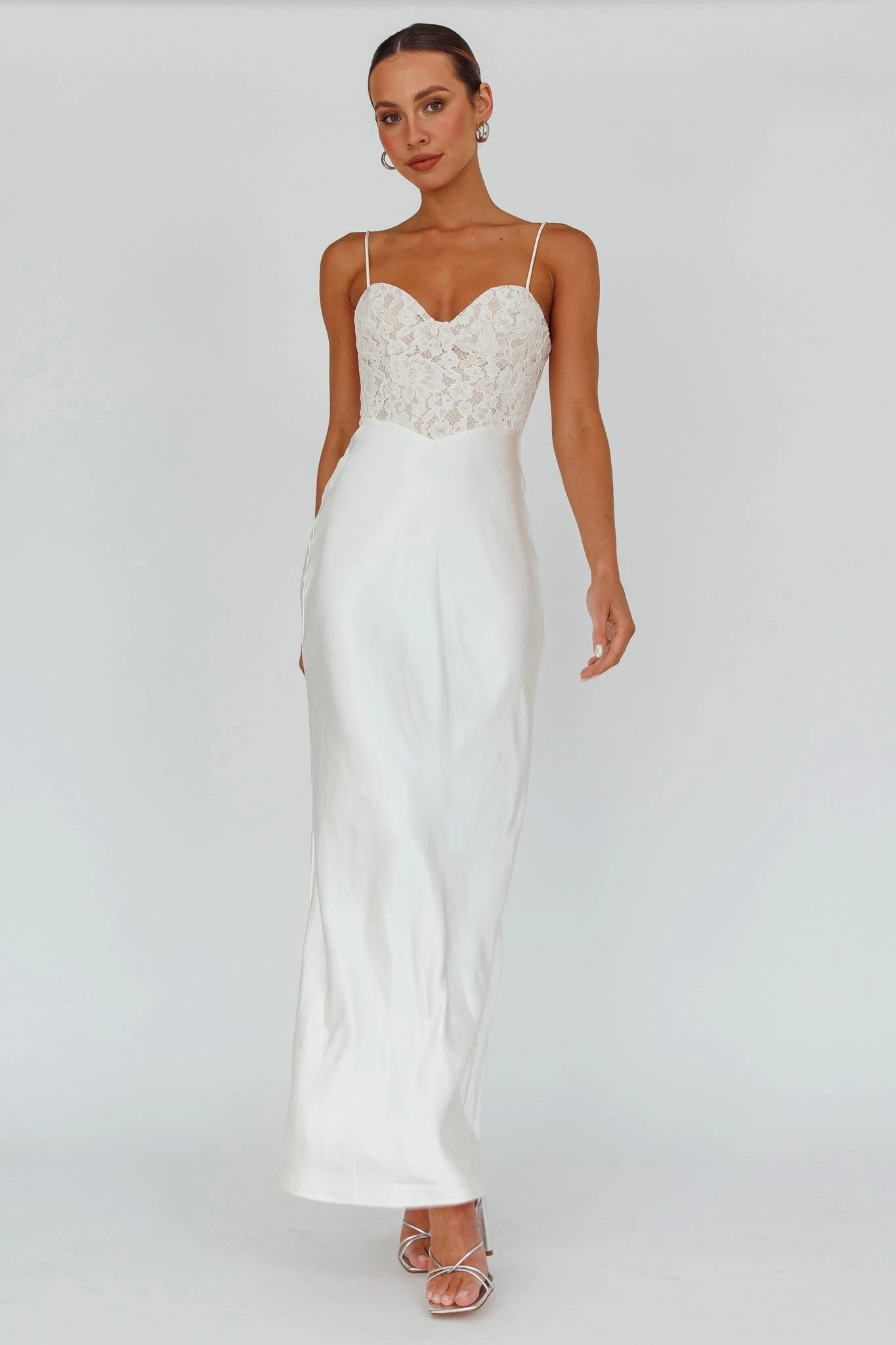 Evening Star Lace Bodice Maxi Dress Ivory - Image 3
