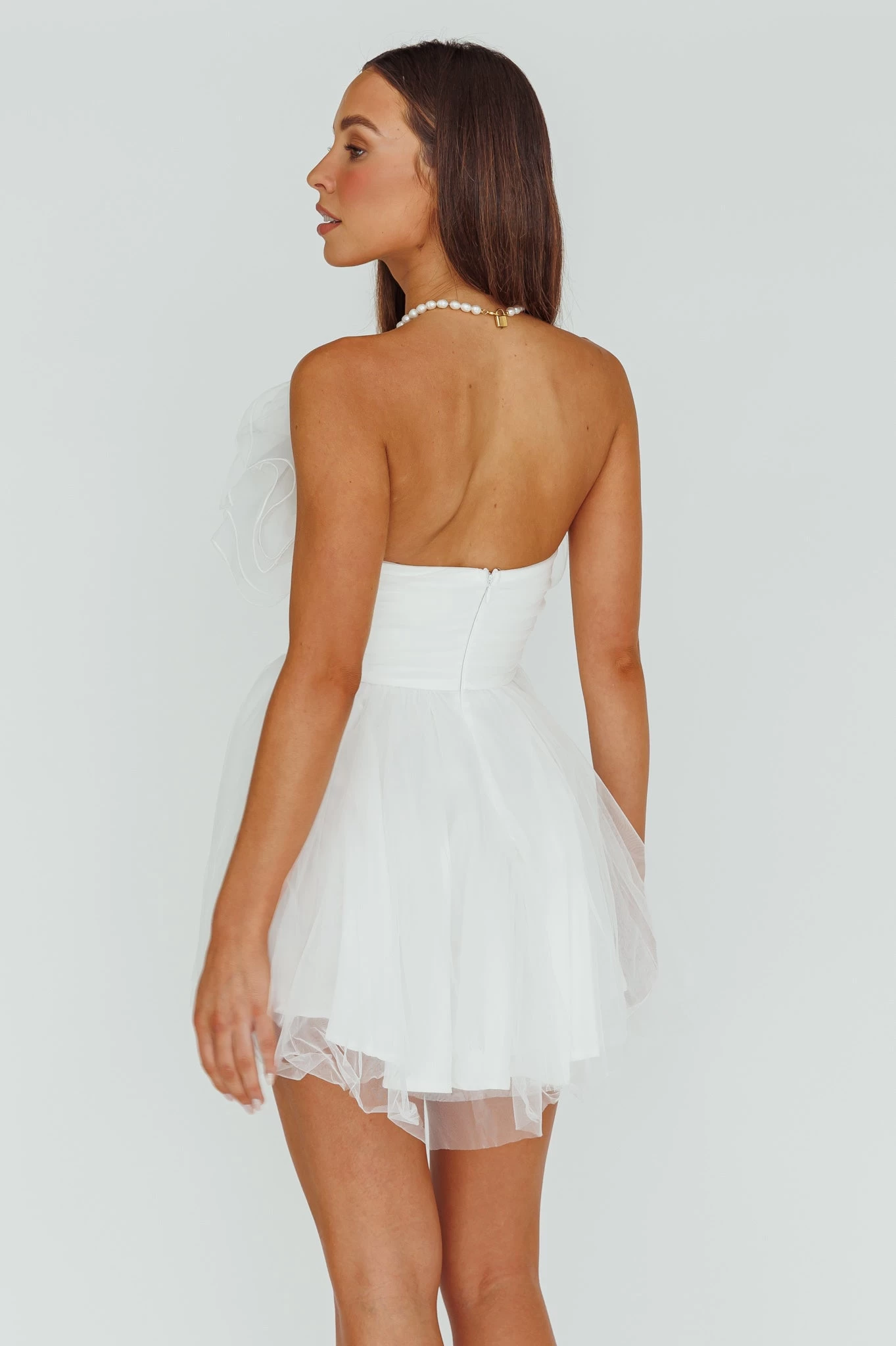 My Beloved Organza Frill Mini Dress White - Image 2