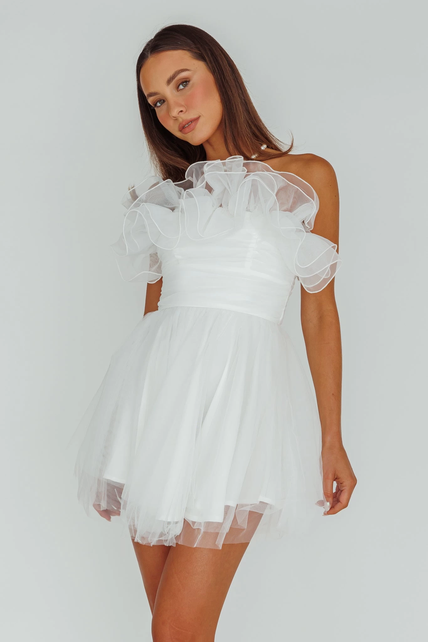 My Beloved Organza Frill Mini Dress White - Image 6