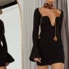 Maris Flared Cuff Mini Dress Black