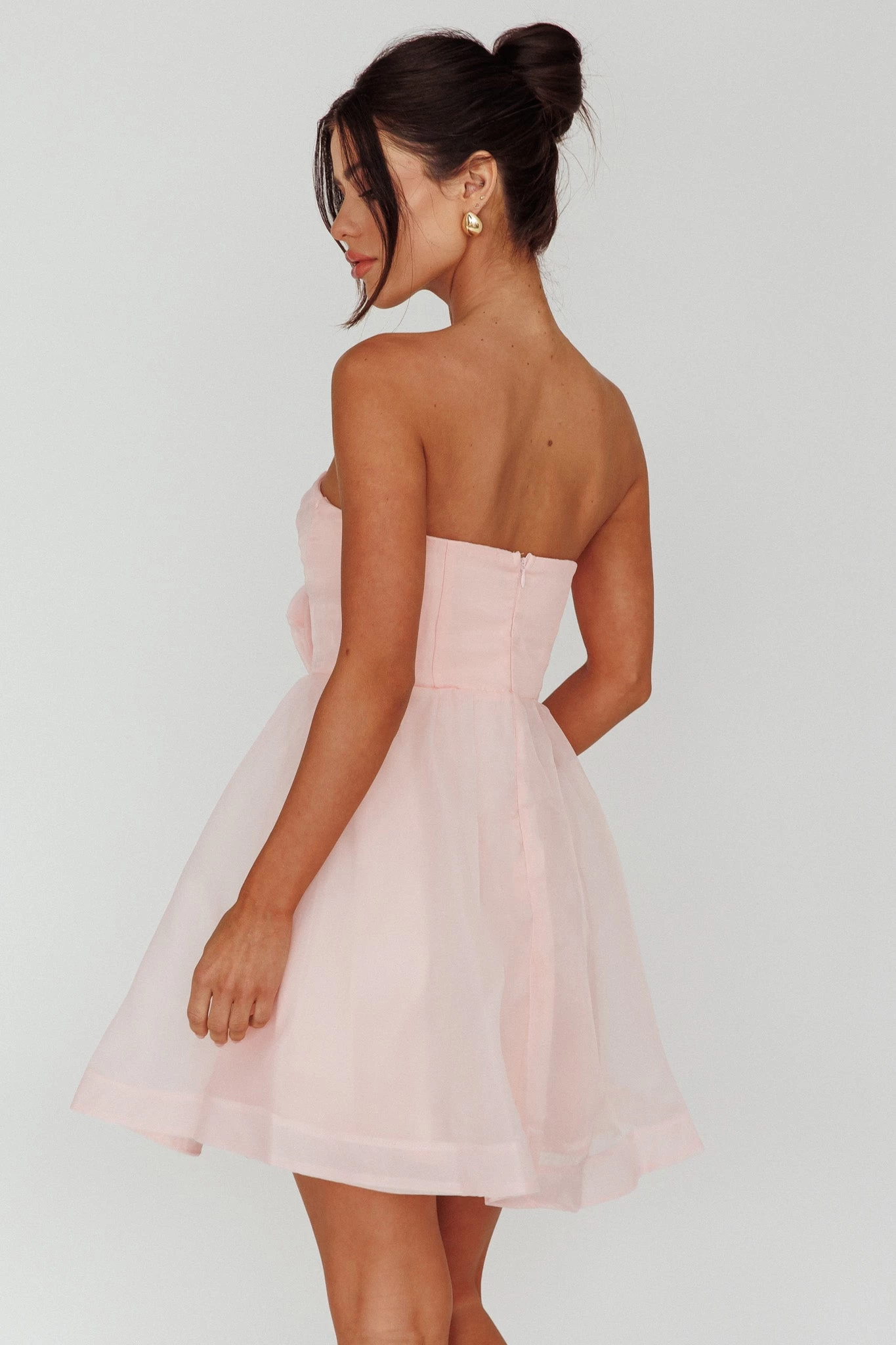 La Vie En Rose Strapless A-Line Mini Dress Baby Pink - Image 2