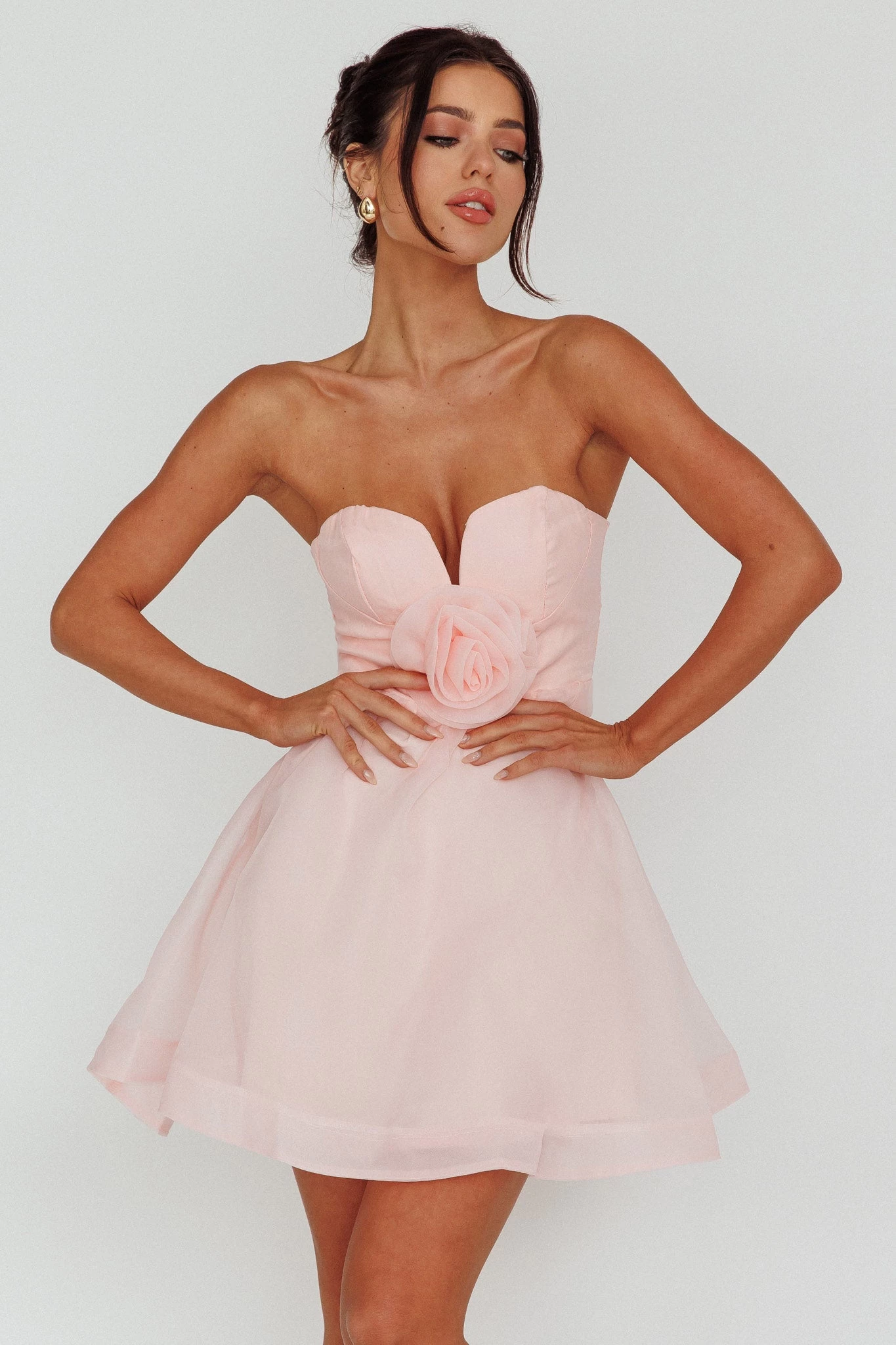 La Vie En Rose Strapless A-Line Mini Dress Baby Pink - Image 5