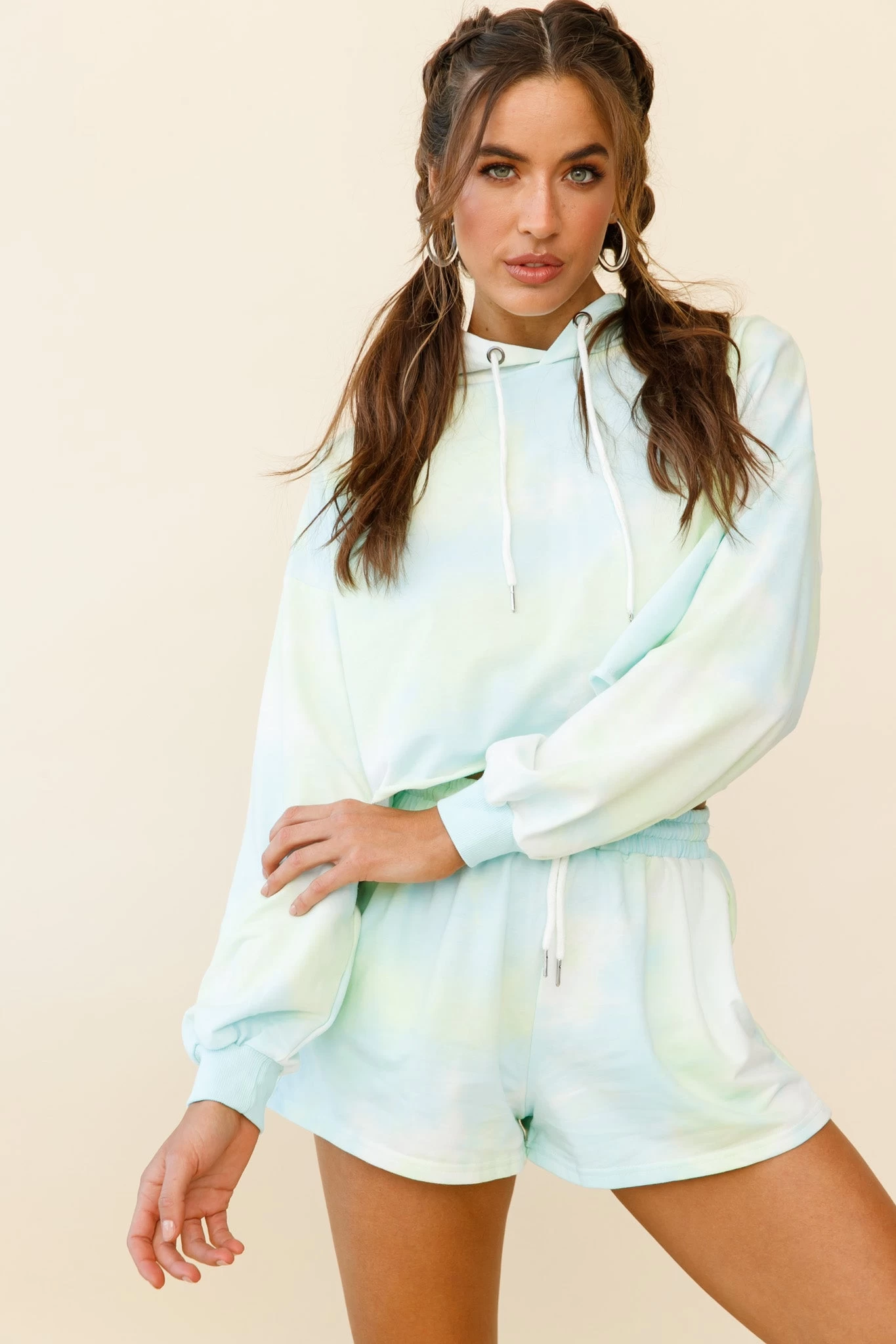 September Sun Drawstring Waist Shorts Green - Image 8