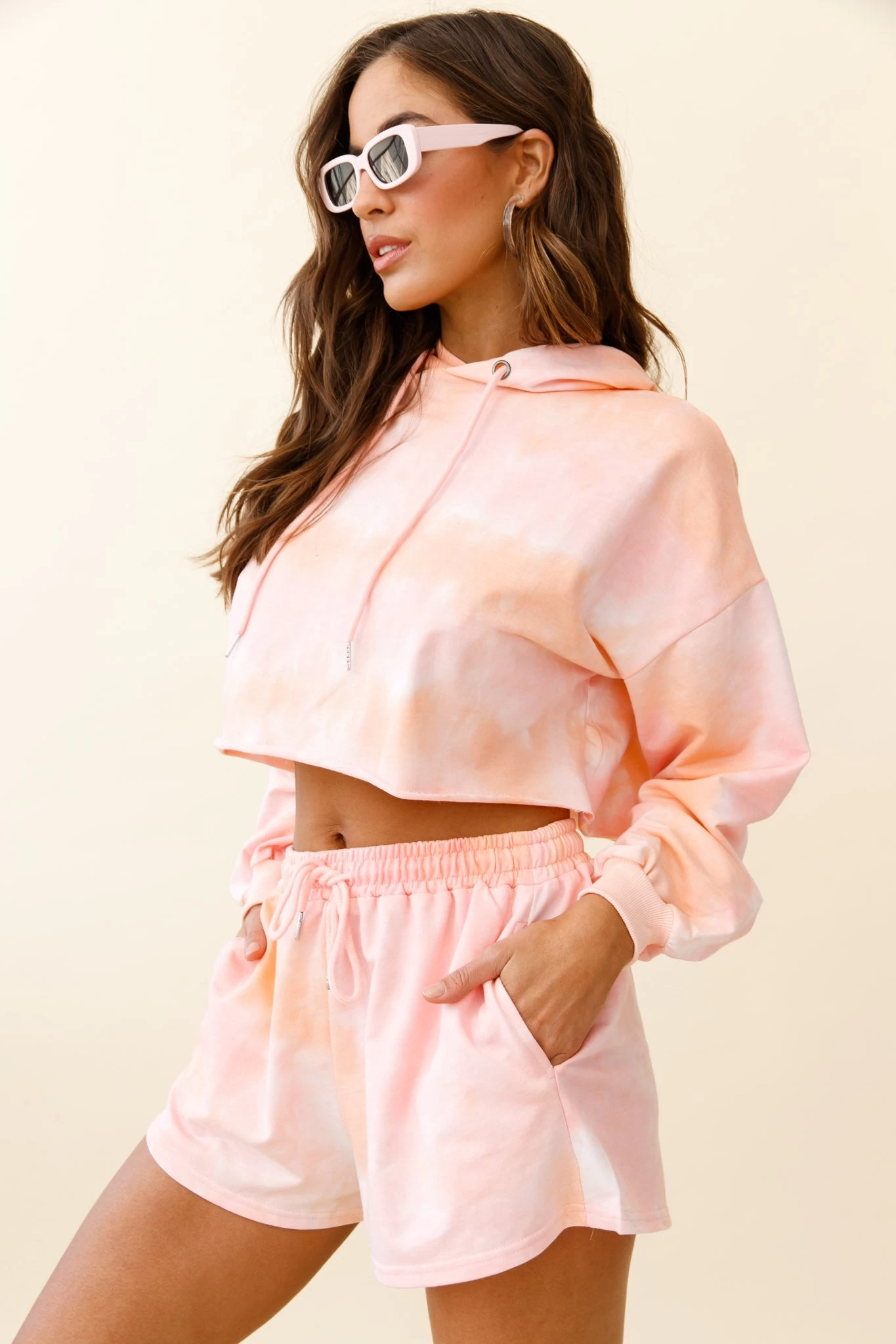 September Sun Drawstring Waist Shorts Pink - Image 4