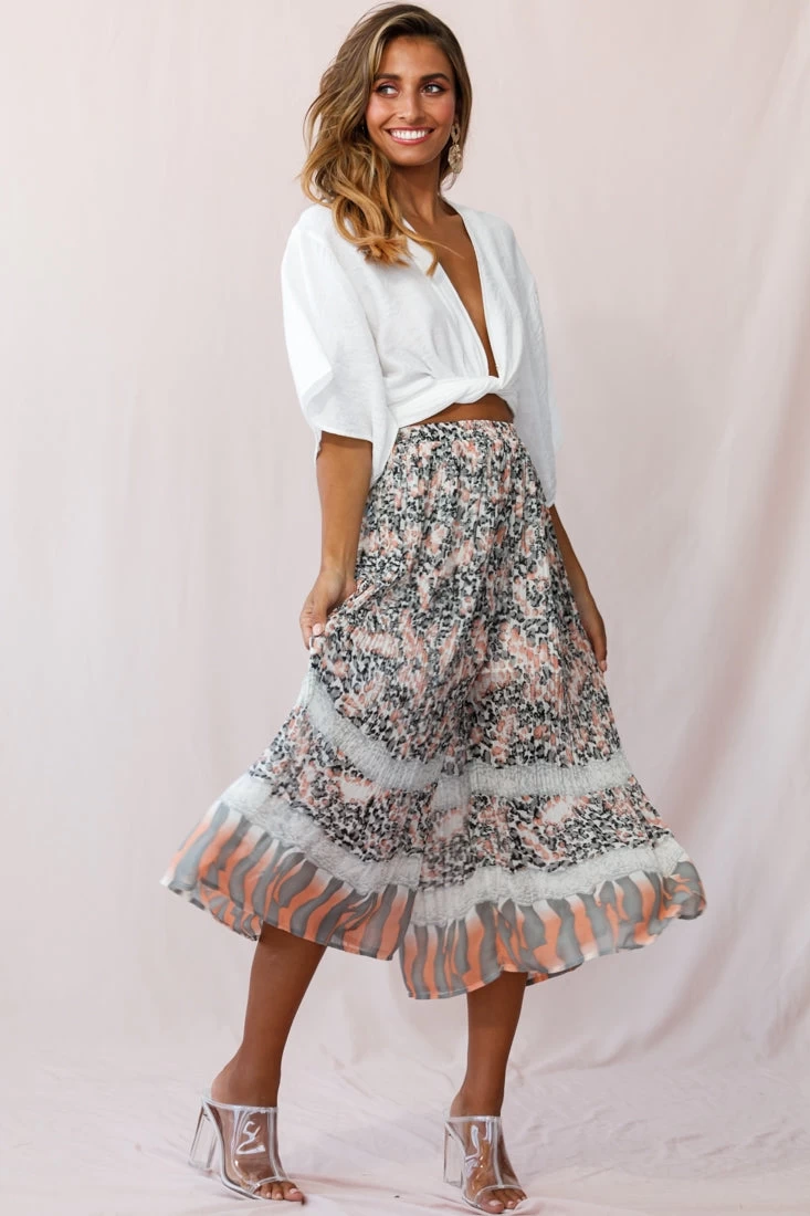 Gemini Accordion Pleat Wide Leg Pants Pink Leopard - Image 3