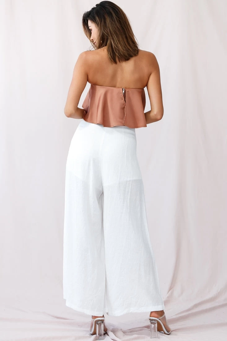 Saigon Wide Leg Eyelet Pants White - Image 3