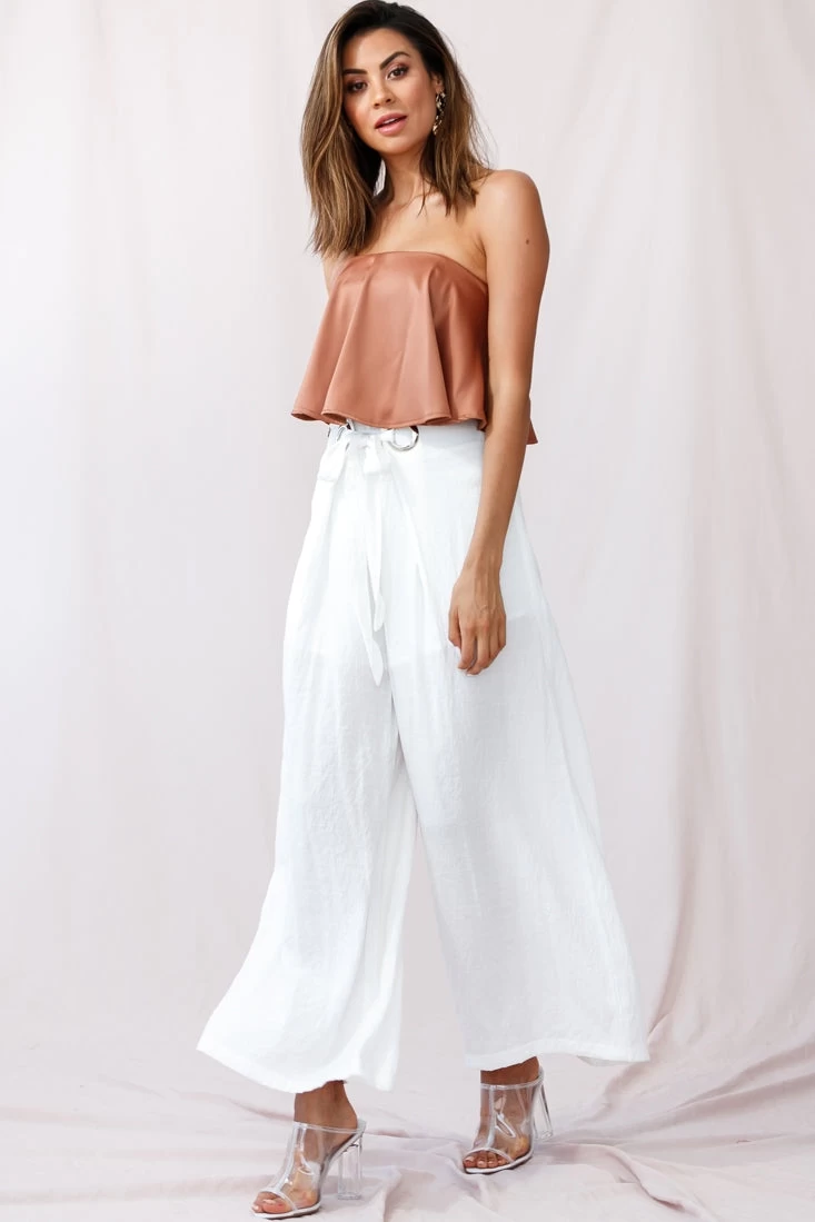 Saigon Wide Leg Eyelet Pants White - Image 2