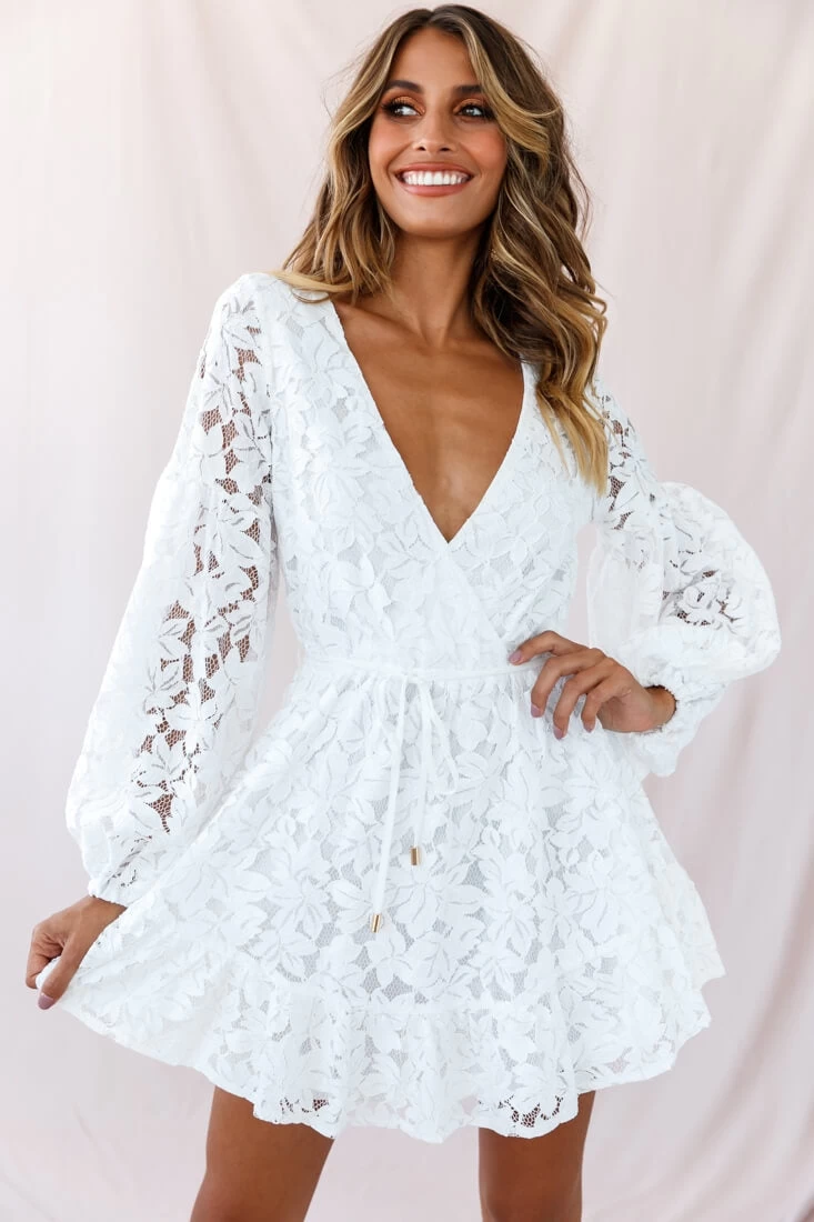 Ever After Keyhole Back Lace Dress White - Image 6