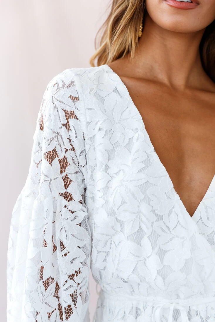 Ever After Keyhole Back Lace Dress White - Image 5