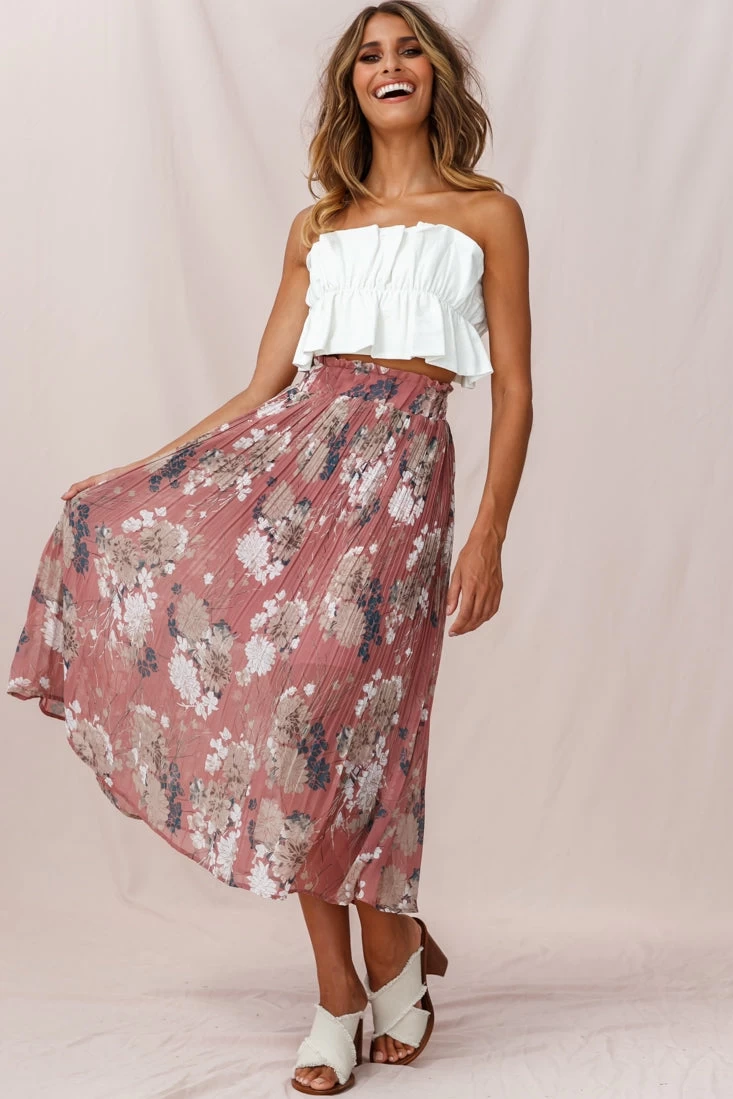 Caroline Accordion Pleat Midi Skirt Rose - Image 6