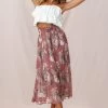Caroline Accordion Pleat Midi Skirt Rose