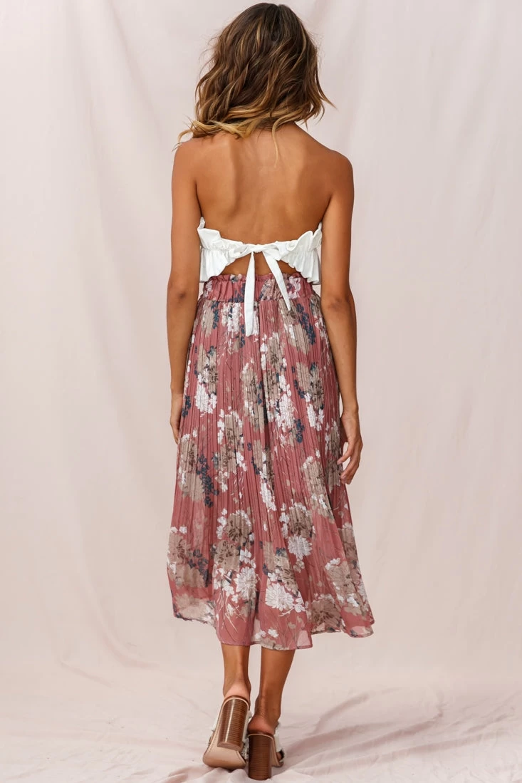 Caroline Accordion Pleat Midi Skirt Rose - Image 4
