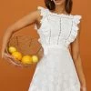 Prairie Crochet Frill Dress White